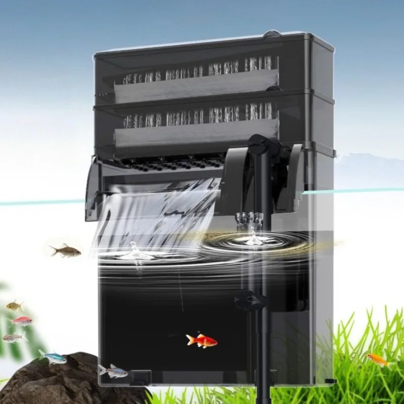 Aquarium-Wasserfallfilter, externer, leiser Fischbeckenfilter, großer Durchfluss, Ölfilm-Entfernung, Wandfilter für Fischbecken, Filtersystem für Fischglas