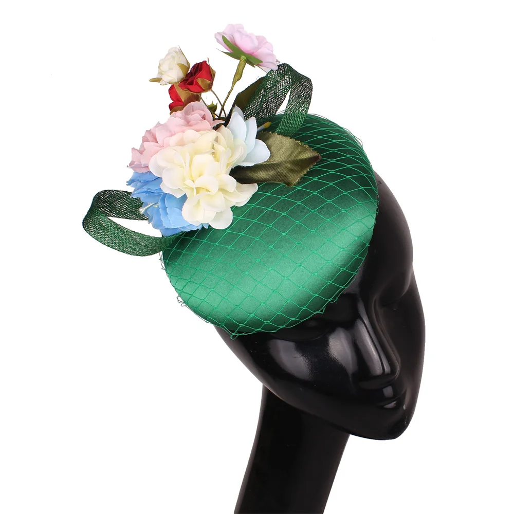 Elegant Ladies Formal Dress Wedding Flowers Hat Fedora Fascinators Headband Bridal Marry Hair Accessories Party Event Show Cap