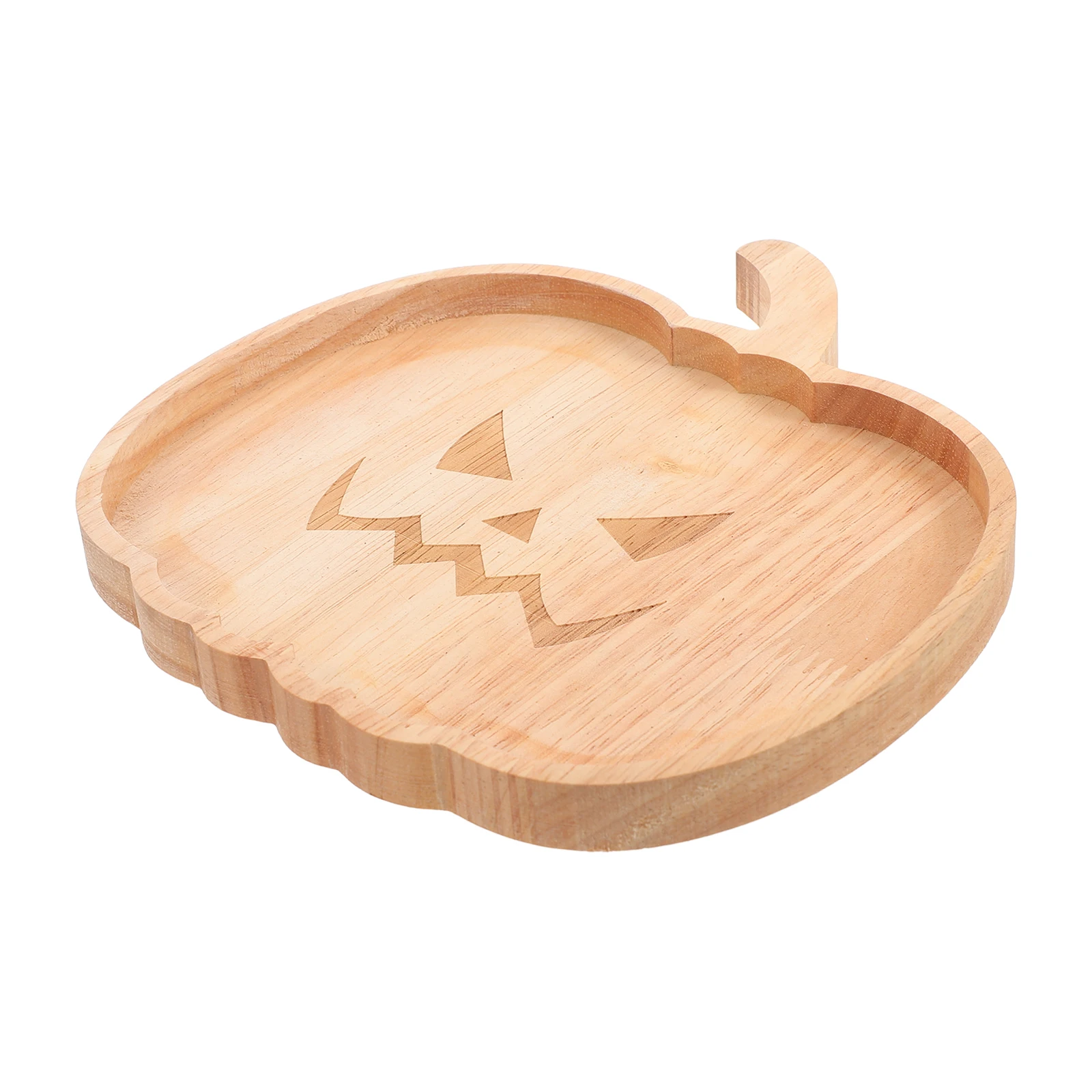 

Wooden Pumpkin Tray Halloween Platter Dessert Holder Cake Plate Fruit Snack Dry Tray Wood Bat Design Kitchen Decor