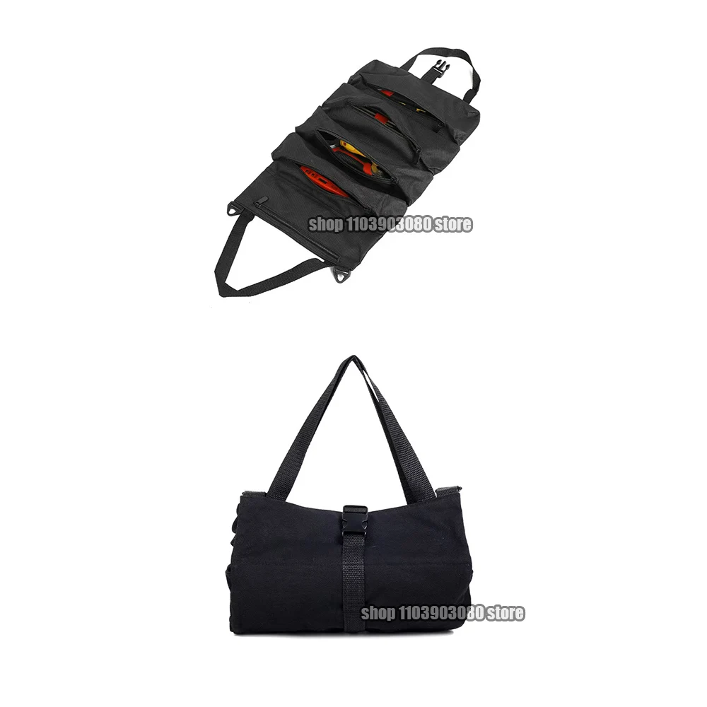 Roll Up Tool Bag with 5 Pockets Multi-purpose Heavy Duty Tool Organizer with Tool Pouches for Repair Car