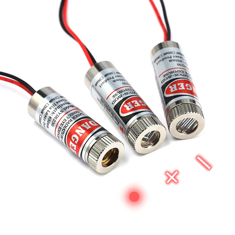 Most Popular Laser Diode 650nm 3V/5V 5mW Red Point Laser Module Head Glass Lens Focusable Industrial Class