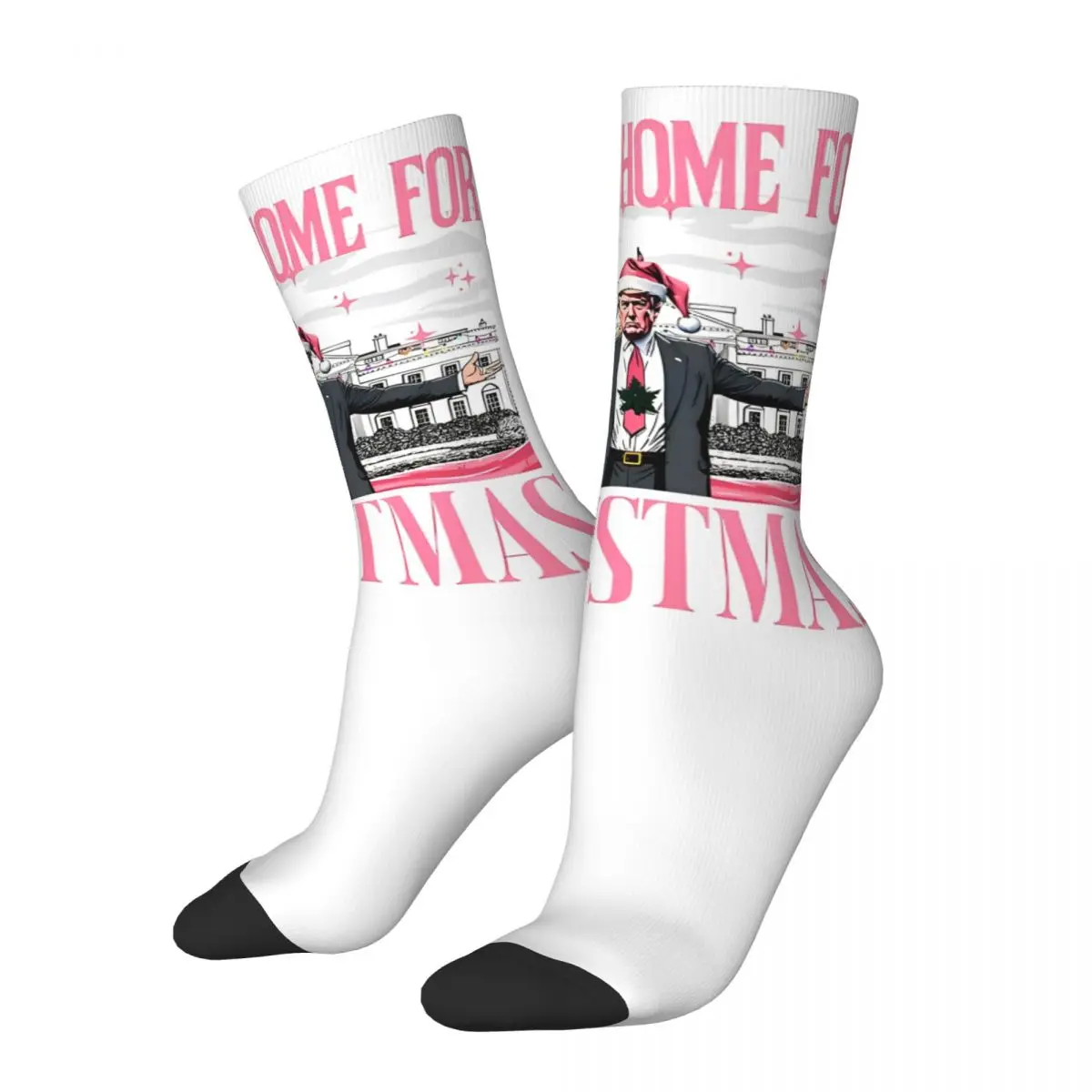 I'll Be Home For Christmas For Trump Socks Men's Women's Funny Santa Claus Socks Spring Summer Autumn Winter Middle Tube Socks