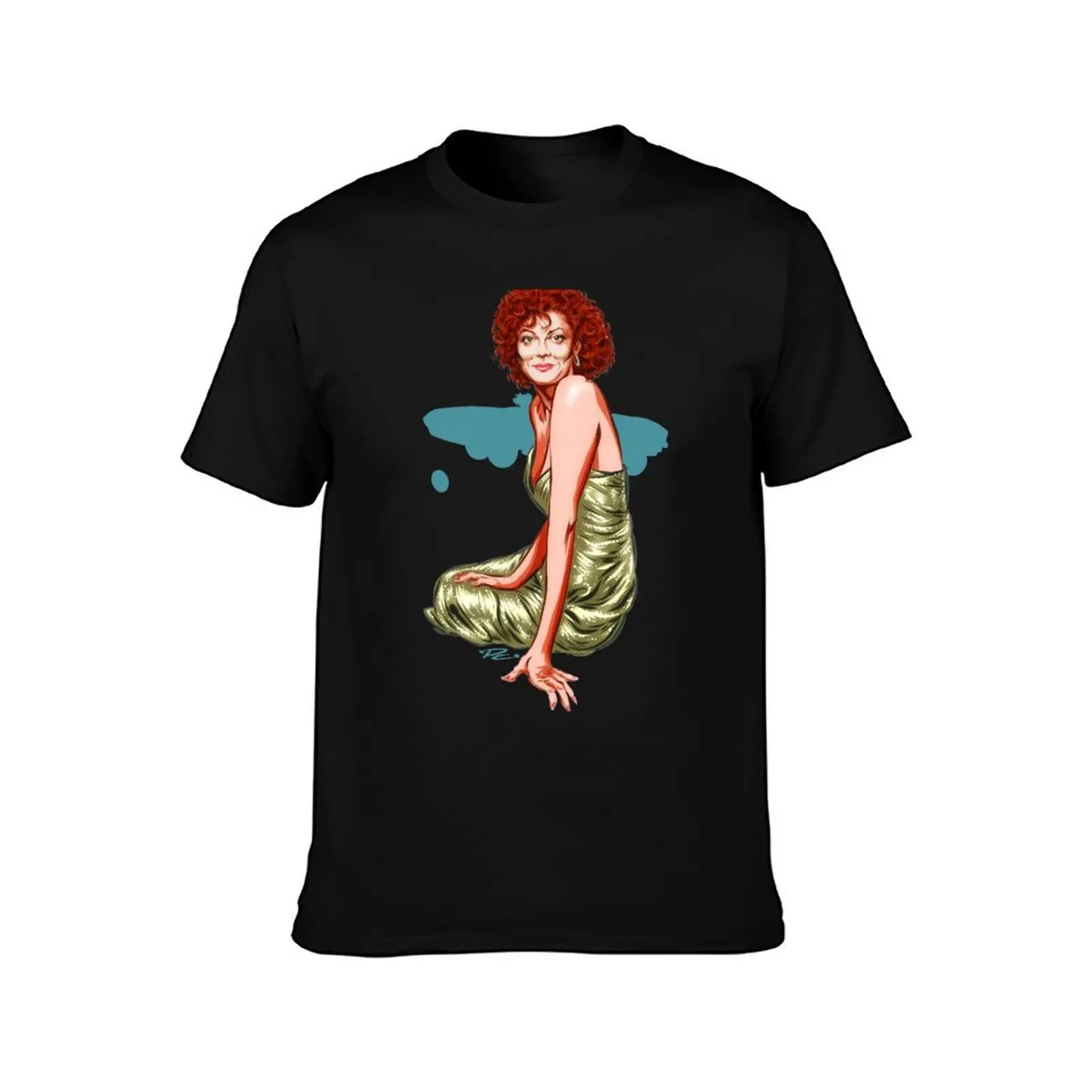 Susan Sarandon - An illustration by Paul Cemmick T-Shirt Minimalist Plain Crew Neck T-Shirt