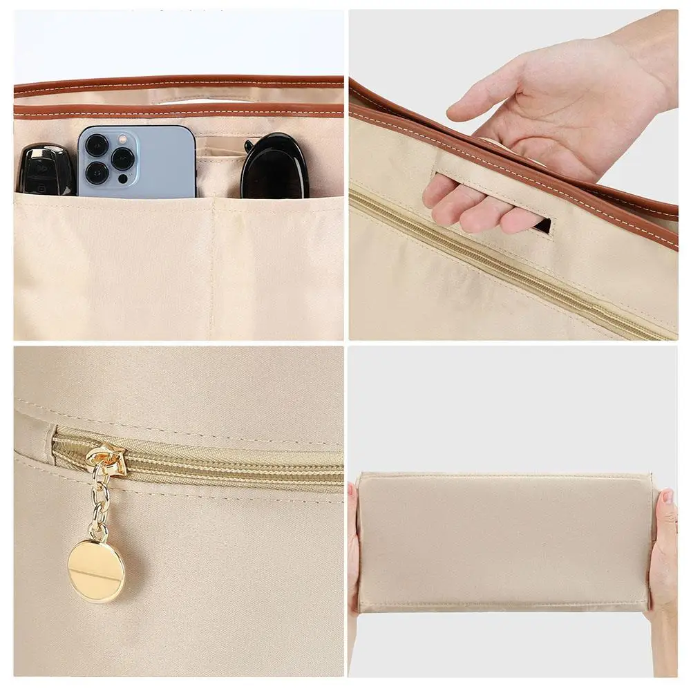 منظم حقيبة الساتان إدراج حقيبة حمل صغيرة محفظة منظم إدراج حقيبة يد تخزين مستحضرات التجميل بطانة دعم المشكل أكياس الملحقات #5