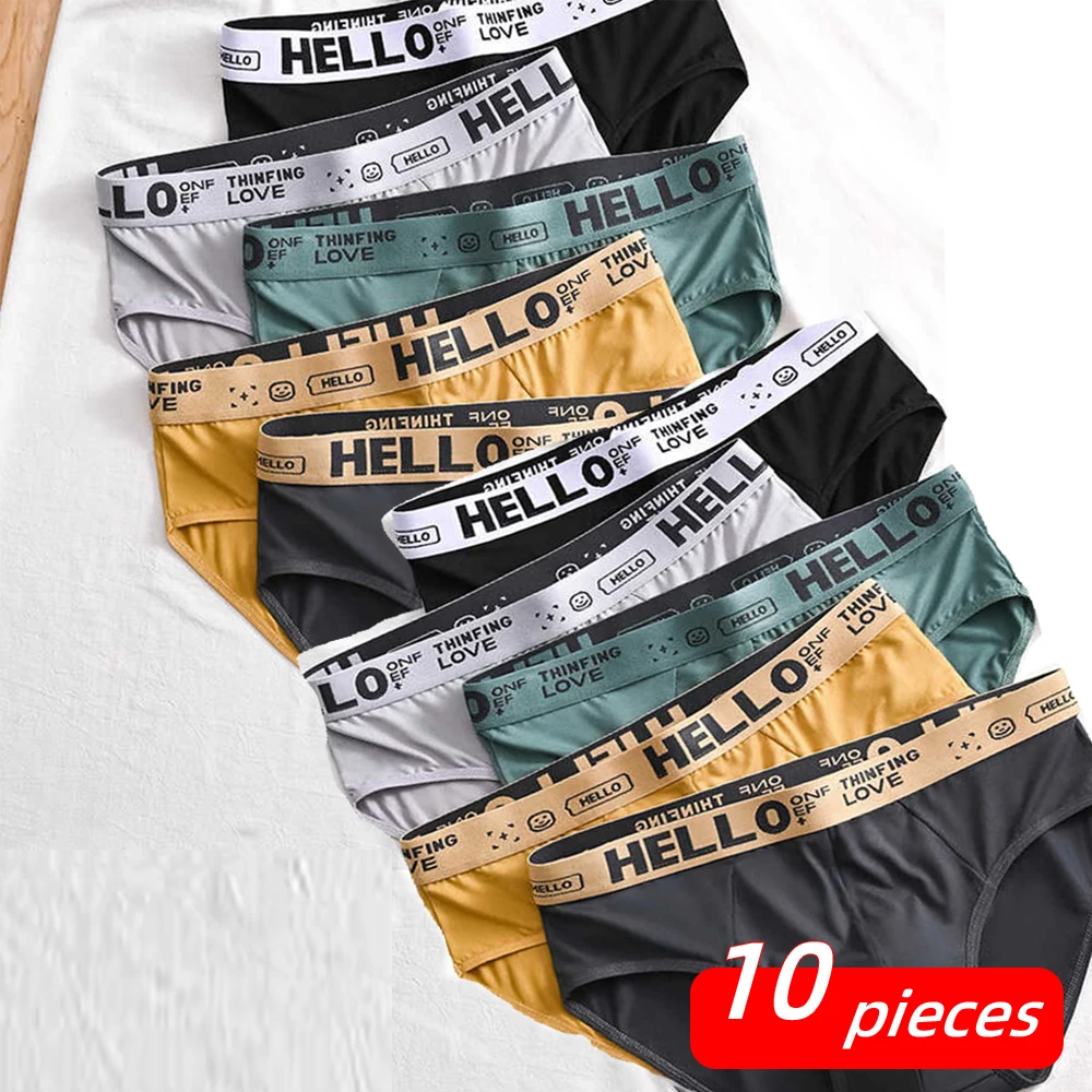 10Pcs Men's Briefs Mens Underwear Breathable Men Underpants Sexy Shorts Men's Panties Male Elastic Underpants Boys Panties