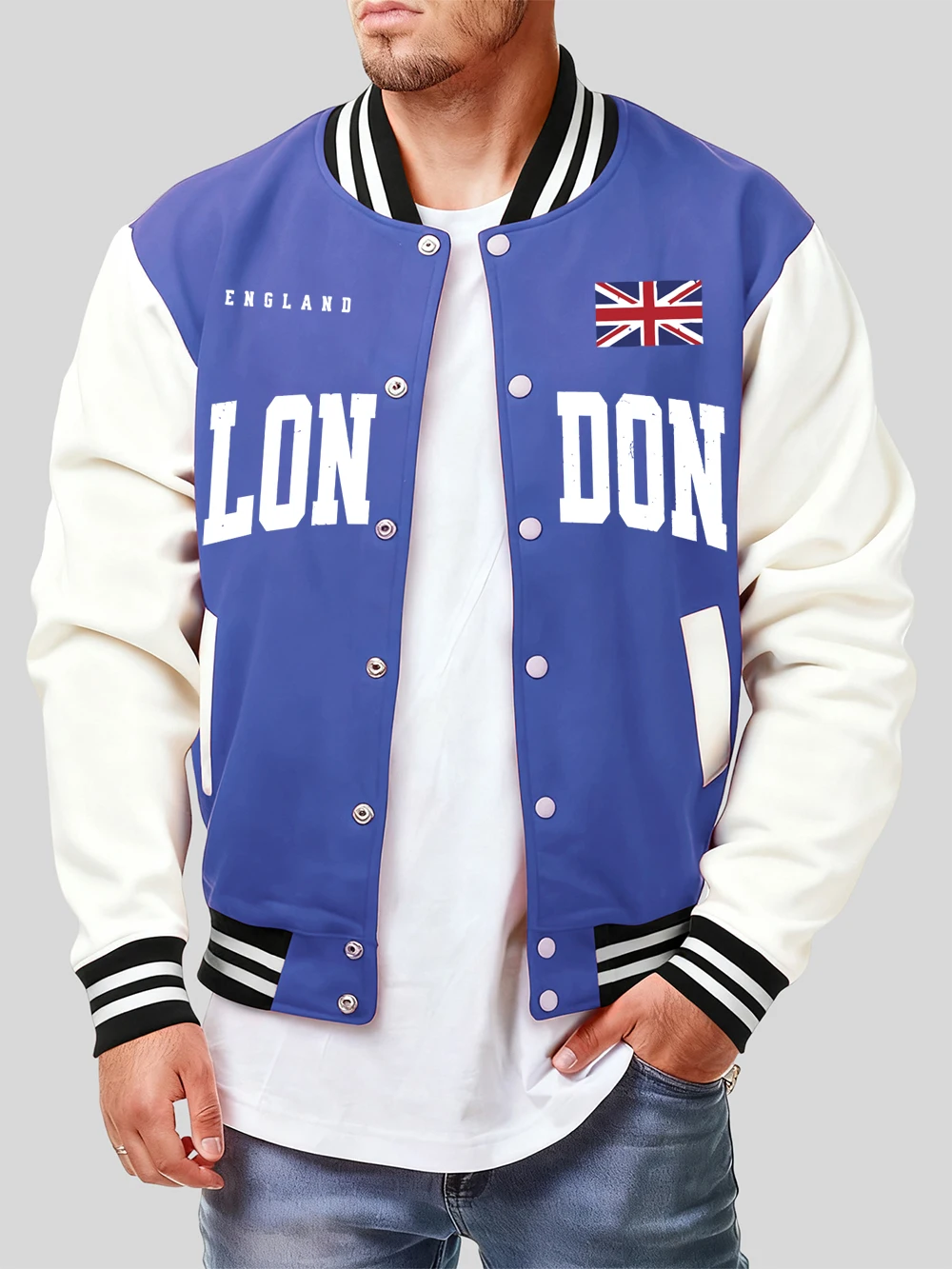 

London England Printing Cotton Jackets Mens Street Loose Baseball Jersey Winter Fleece Warm Coats Basics Pocket Men'S Clothes