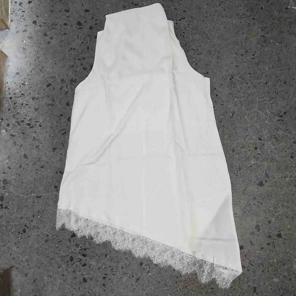 Vintage Lace Tanks Tops Turtleneck Loose Women Loose Backless Sleeveless Lace Patchwork Lace Patchwork Blouse