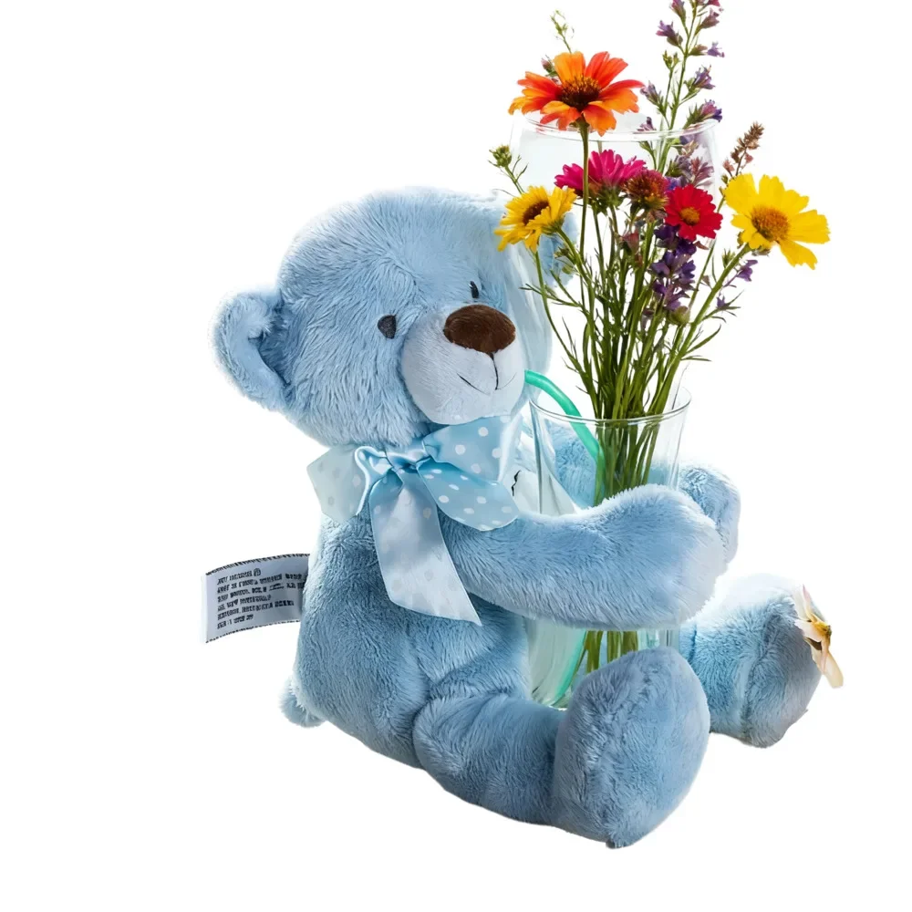 Baby Teddy Bear Stuffed Soft Toy 10 Inch Plush Pink Blue Ivory - Comforting Plushie for Children
