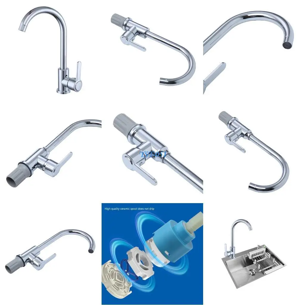 

E15A Kitchen Faucet Simple Maintain Wall Mount Faucet Functional Water Tap for House