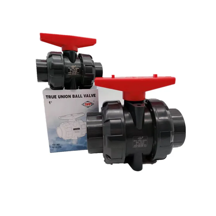 DFP brand UPVC chemical dark gray industrial double by order live ball valve