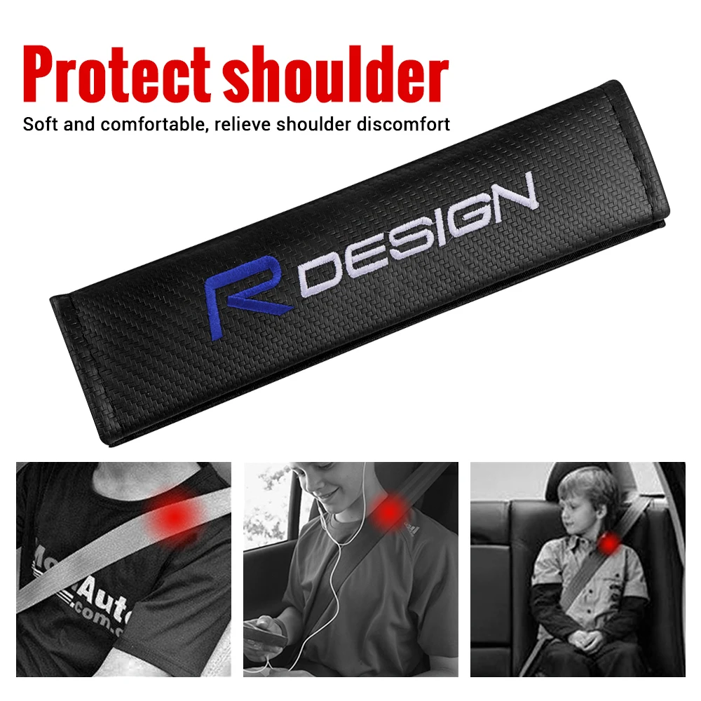 Car Carbon Fiber Seat Belt Cushion Safety Belt Shoulder Protector Pad Auto Accessories For VOLVO RDESIGN T6 AWD S40 S60 S90 XC40