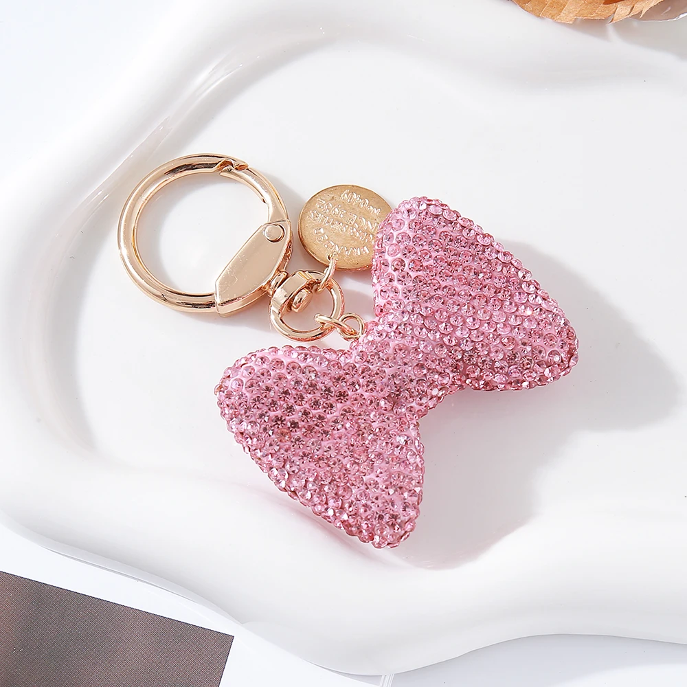 سلسلة مفاتيح كاملة على شكل فيونكة من الطين الكريستالي - سيارة أنيقة، حقيبة، هدية زينة ساحرة للمحفظة #2