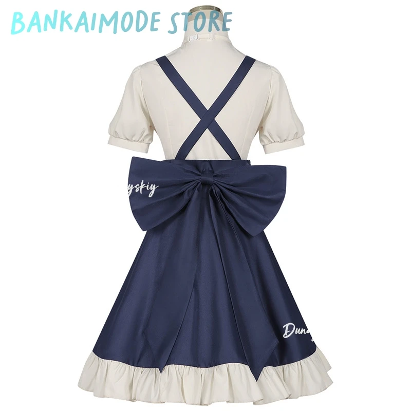 Мари Косплей Костюм Парик Аниме Magic Maker Girls Party Con Event Милая синяя юбка Рубашка Головные уборы Галстук-бабочка Комплект носков