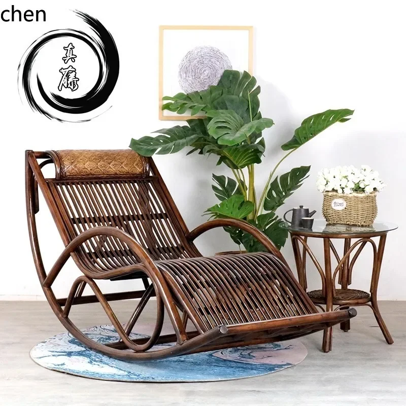 D20- rocking chair, dual-purpose rattan chair for sitting and sleeping, home lunch break rattan weaving
