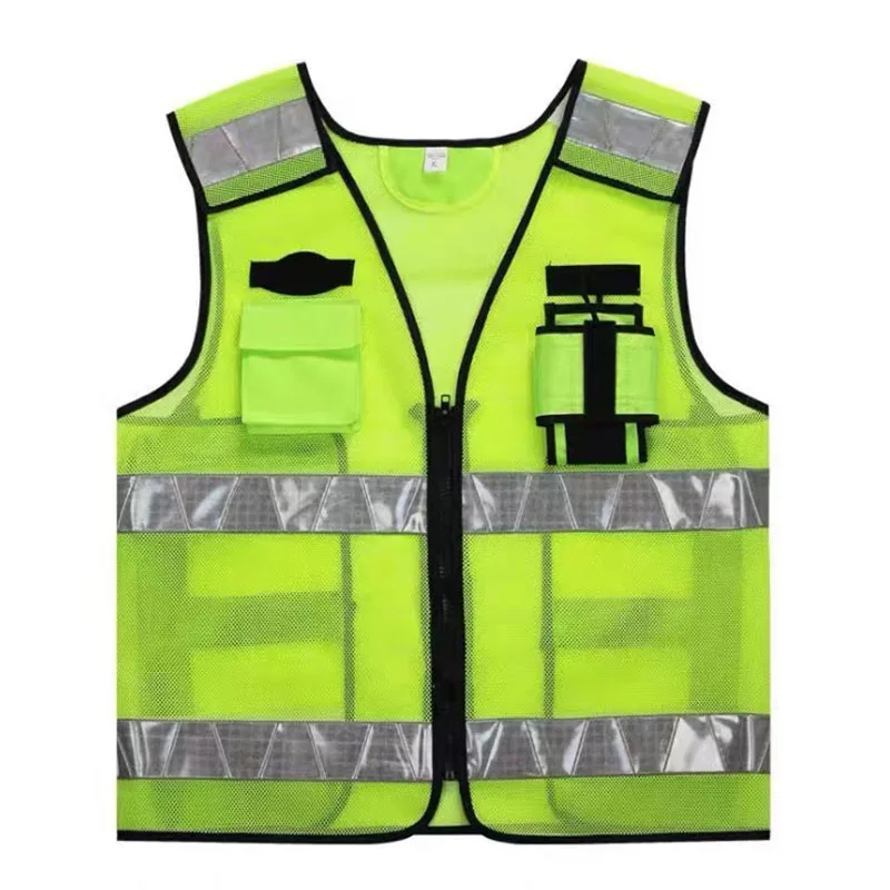 High Visibility Reflective Safety Vest Mesh Breathable Police Vest Motorcycle Cycling Suit Construction Worker Work Clothes