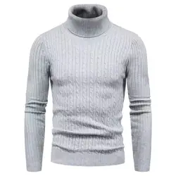 Autumn Winter Turtleneck Sweater Men Warm Fashion Solid Color Slim Fit Pullover Mens Knitted Sweater Bottoming Shirt Plus Size