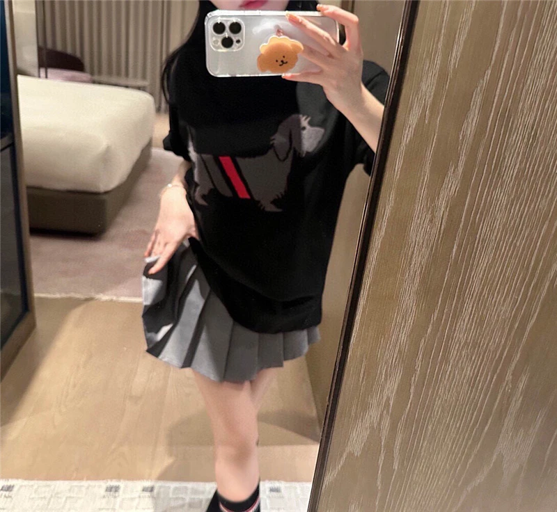 Мужская футболка в корейском стиле, унисекс, с принтом щенка, красные, черные полосы, повседневная уличная хлопковая футболка, городское минималистское искусство, серебряные украшения