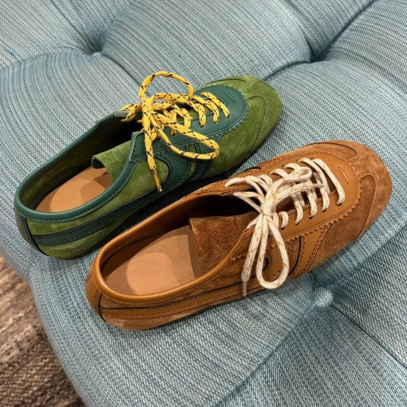 

Sports shoes for women Forrest Gump 2026 fashion retro German training shoes lace-up flat genuine leather women's shoes