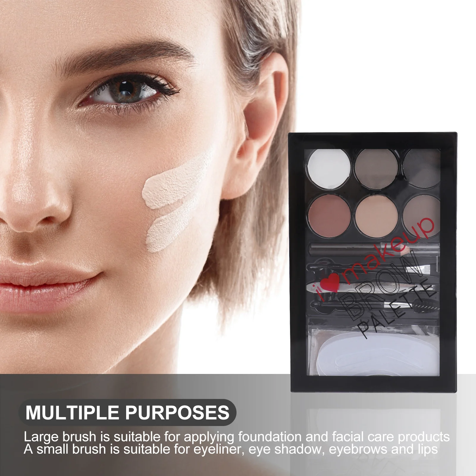 مجموعة واحدة من بودرة الحواجب ذات ستة ألوان، مستلزمات مكياج طبيعية مقاومة للماء تدوم طويلاً للنساء متعددة الوظائف #6