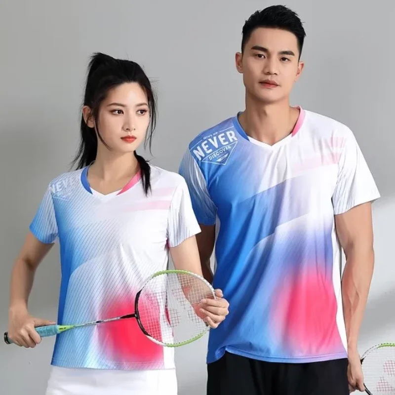 

Table Tennis Uniform Tops Badminton T-shirt Quick Dry Women Men Print Ping Pong Shirt 2023 New in Summer Volleyball Jersey Cloth