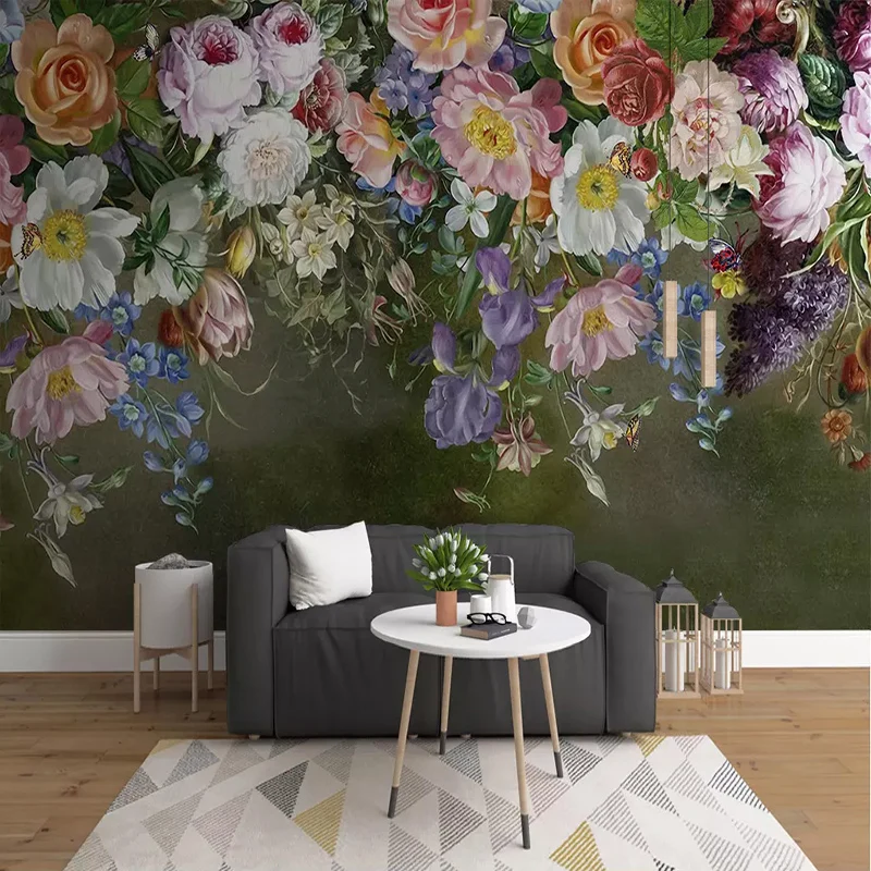 

3D Wallpaper European Style Flowers Rose Oil Painting Photo Wall Murals Living Room Study Elder's Bedroom Background Wall Decor