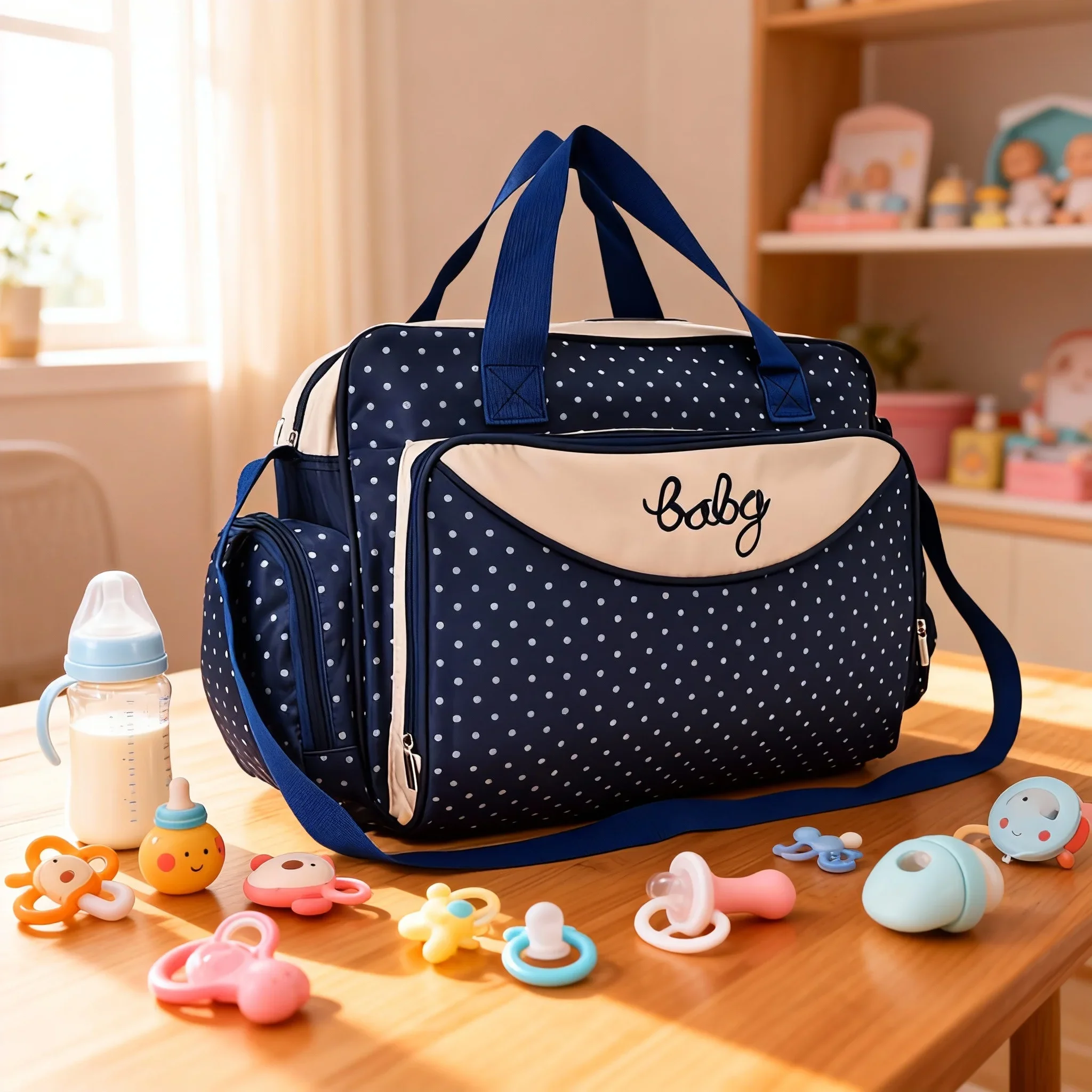 Fashionable Dot Large One Shoulder Mommy Bag for Going Out Multi Functional, Large Capacity Handheld Diagonal Diaper Bag