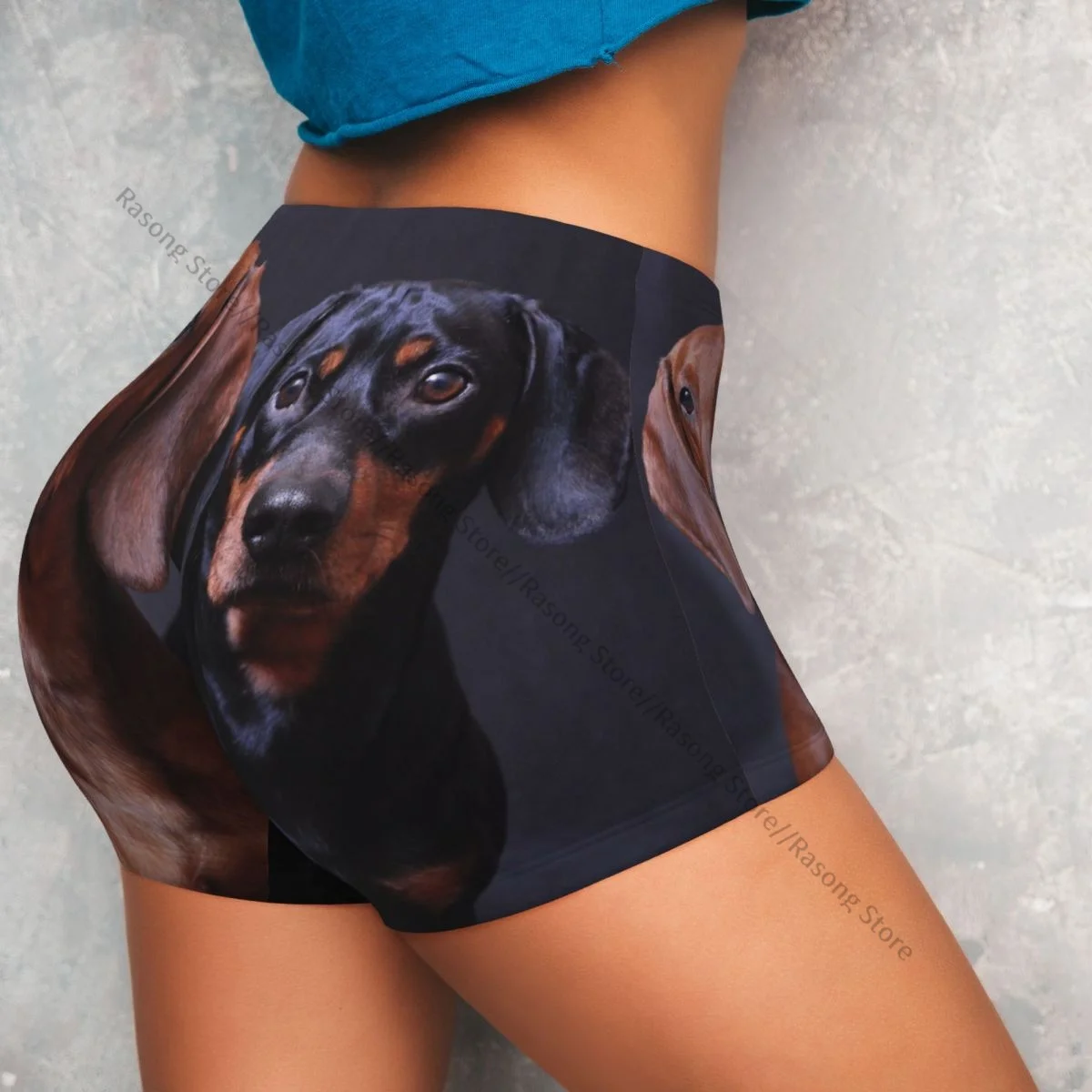 Women's Yoga Shorts Cute Dachshund Dogs Scrunch Booty Butt Lifting Comfort Fitness Gym
