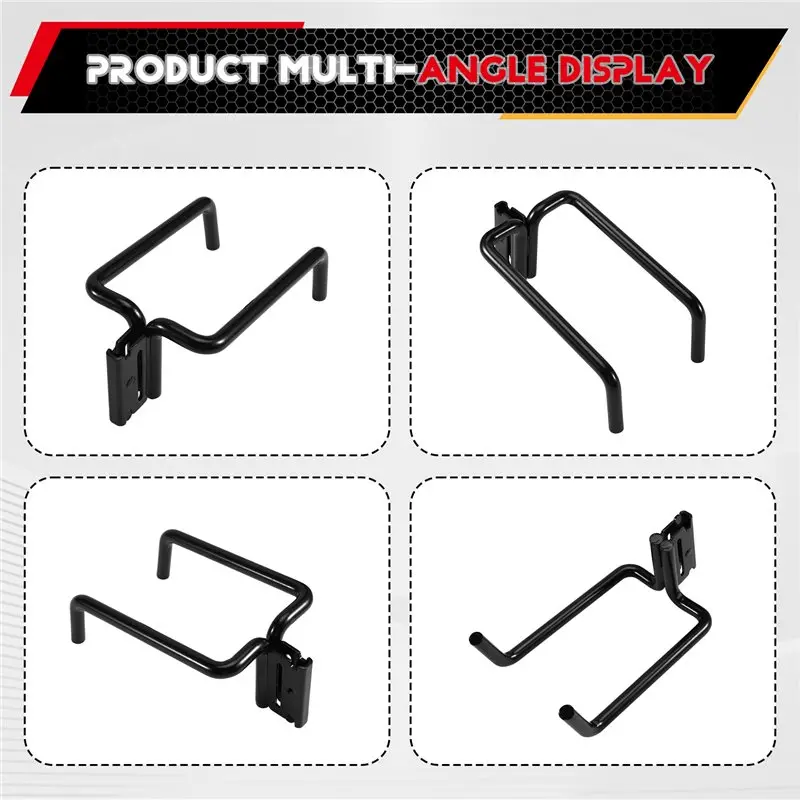 Uchwyt na narzędzia A43T E-Track Heavy Duty, podwójny hak J, akcesoria do przyczep zamkniętych, do przechowywania narzędzi z długimi uchwytami.