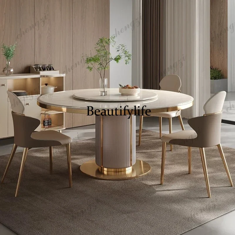 D132 Light Luxury Marble New Dining Table Pliante Modern High-end Round Dining Table Set Of  Kitcjen Tables
