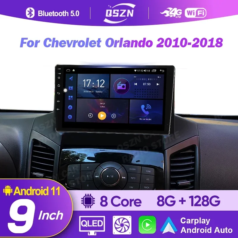 

For Chevrolet Orlando 2009 - 2018 4G Video Multimedia GPS Player IPS Wifi Carplay Auto Touch Screen Android 12.0 2K QLED Stereo