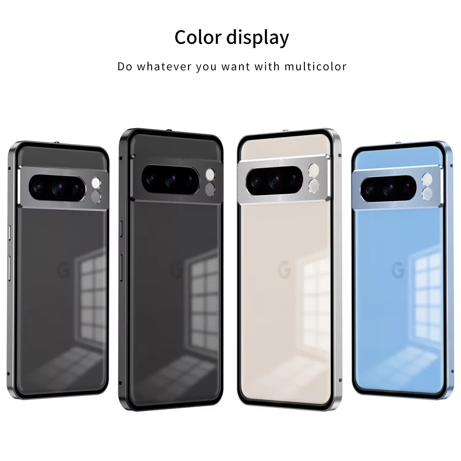 Frosted Backplate Metal Frame Lens Protection Shockproof Cover Funda For Pixel 8 7 A Pro  Luxury Aluminum Alloy Metal Phone Case