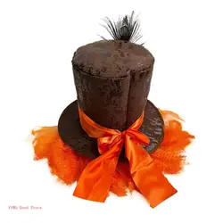 Orange Wigs Decor Top Hat for Adult/teenager Cosplay Mad Hatter Party Costume Cloth Cosplay Hat for Carnival Party