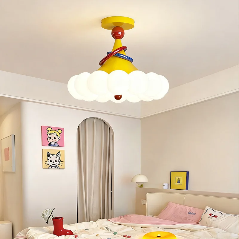 Memphis Color Dopamine Ceiling Lights Children's Room Eye Protection LED Chandelier Cream Style Bedroom Study Living Dining Room