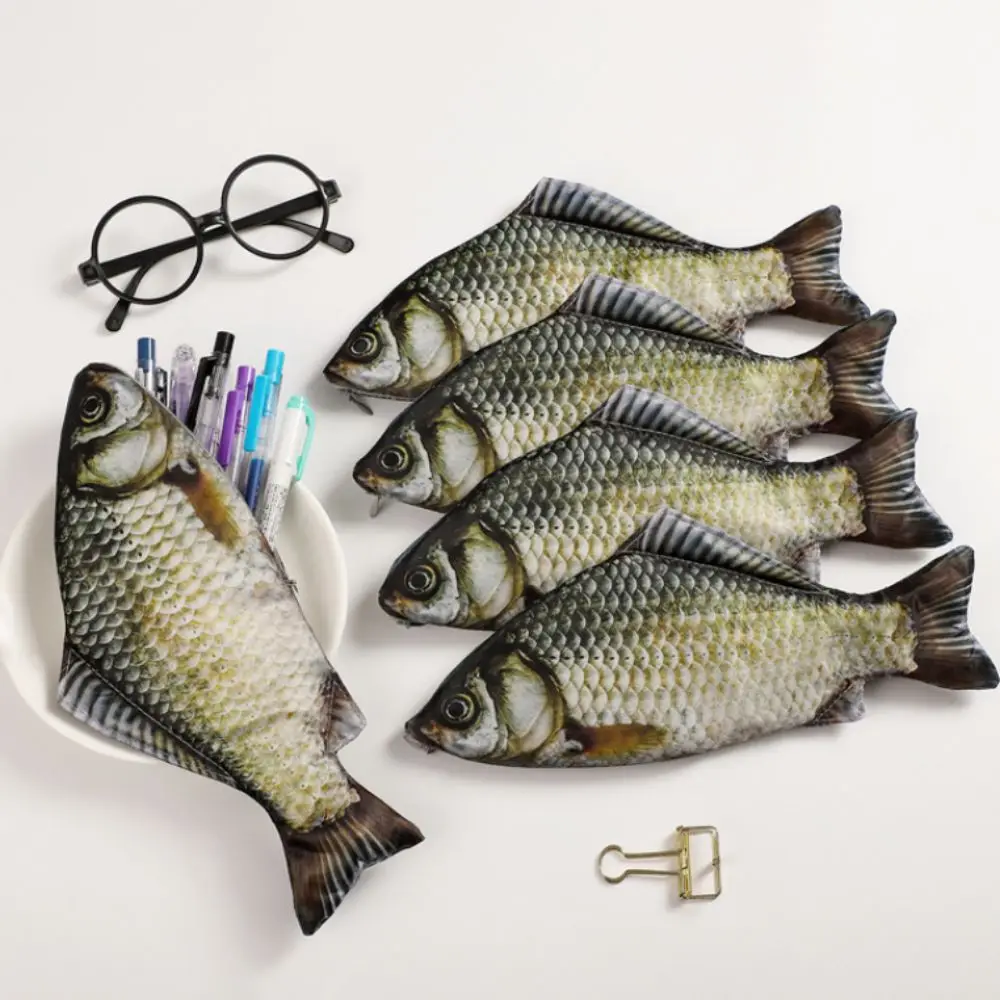 Waterproof Simulation Fish Shape Pen Bag Carp Clownfish Fish Pencil Case Novetly Cute Design Stationery Storage Bag Children