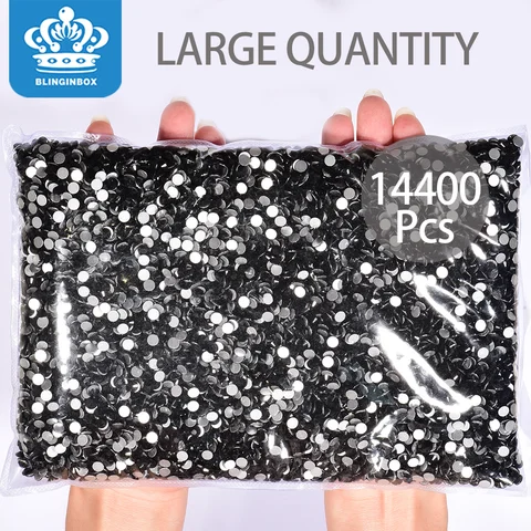 Blinginbox noir gothique verre Non correcteurs Strass ongles cristal Strass noir accessoires pour décoration uñas ongles breloques en vrac