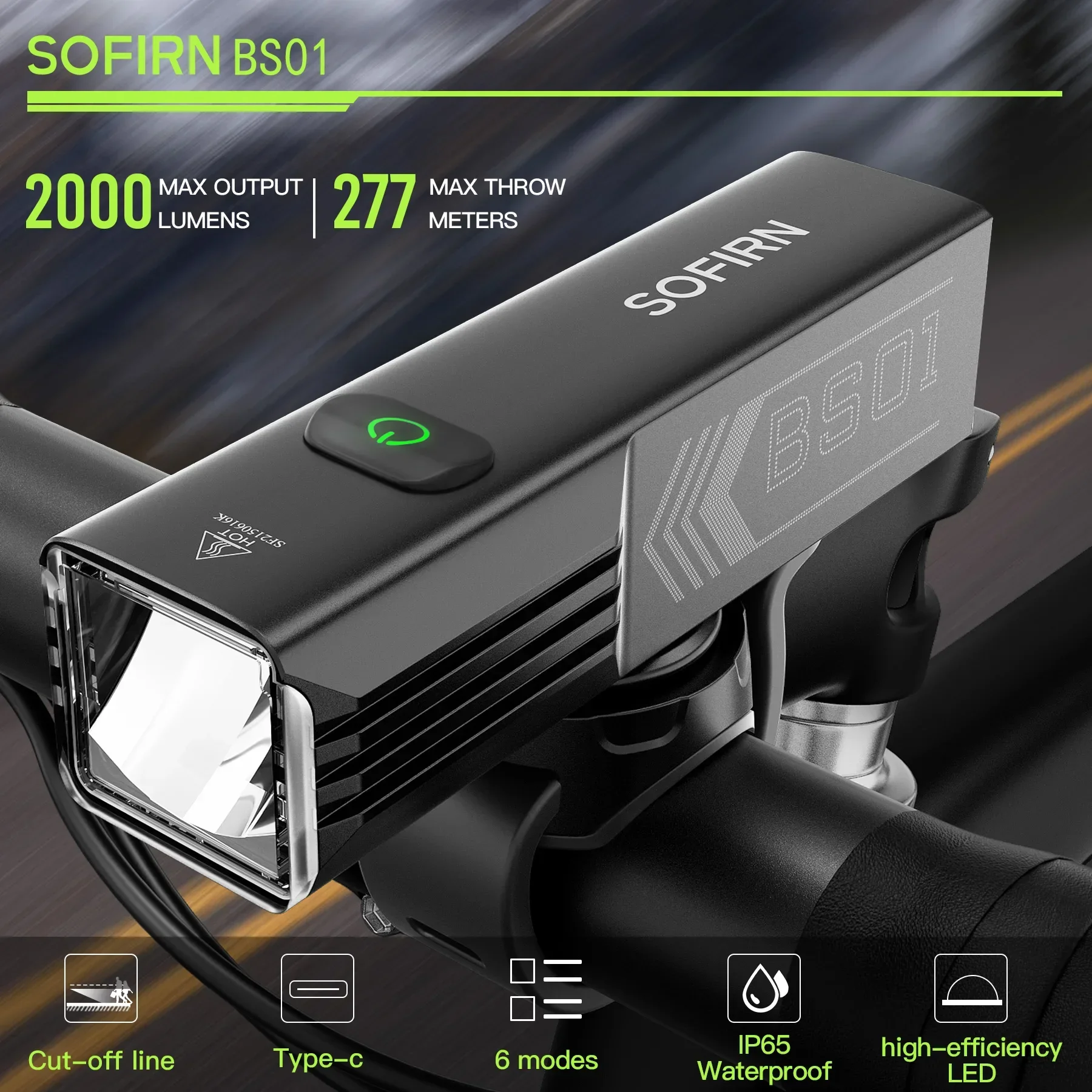 

SOFIRN BS01 2000lm Bike Light USB Charging 5000mAh Mountain Bike Front Lamp Powerful LED Bicycle Light with Power Bank Function