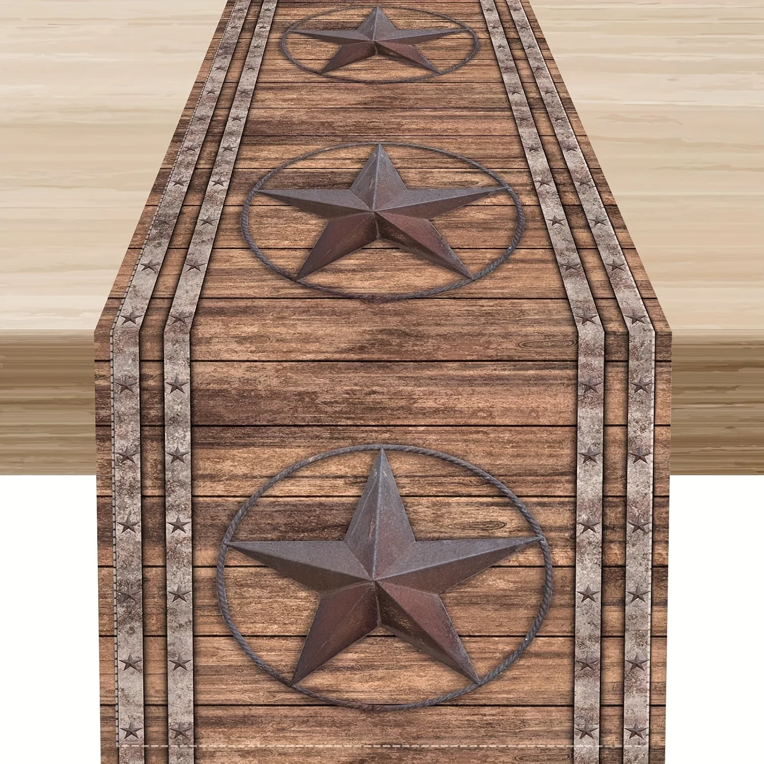 

Rustic Wood Star Table Runner 2DSingle Print Western Durable Decorative Table Runner Home Kitchen Dining Room Cowboy Theme Decor