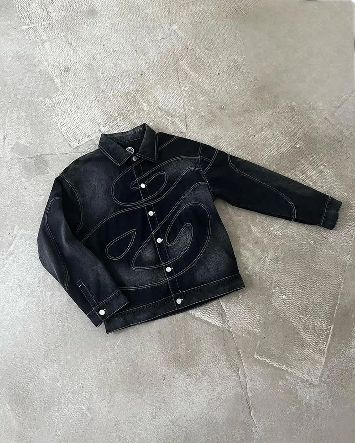 الرجعية غسلها الأسود 3D نمط التصحيح دراجة نارية الدنيم سترة والجينز 2 قطعة مجموعة الأمريكية مستقيم الساق الدنيم السراويل مجموعة