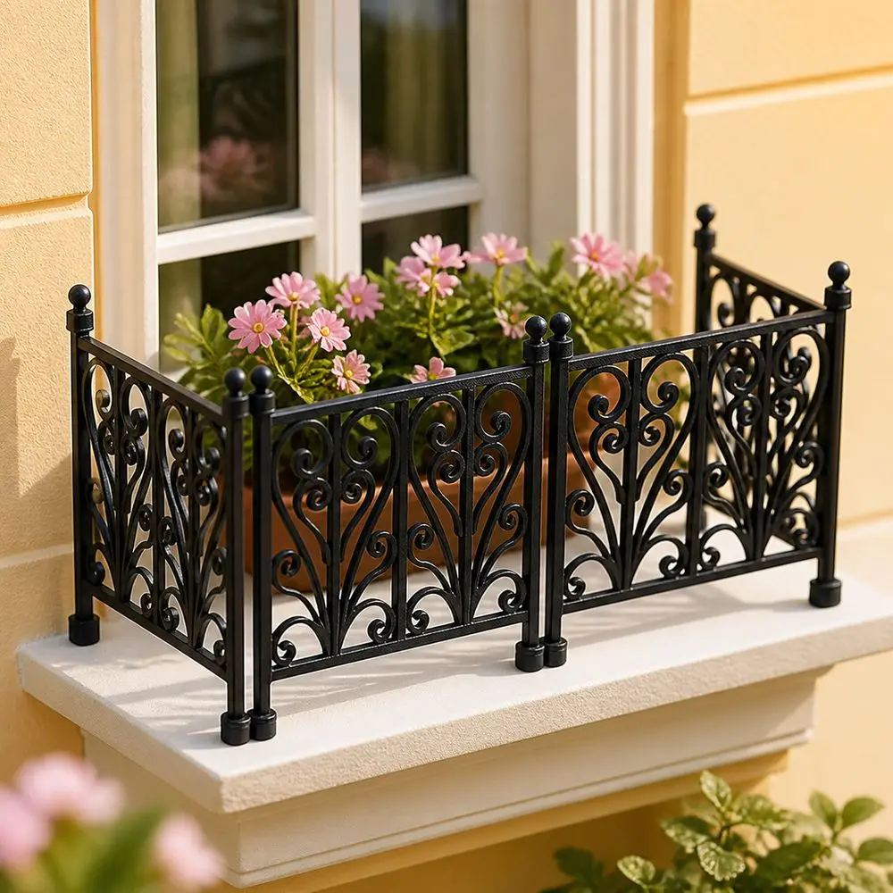Plastic Miniature Railing Ornate Scrollwork Carved Pattern Balcony Railing Model White or Black Iron Look Miniature Fence Model