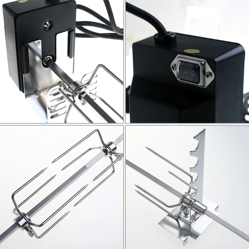 Universal Automatic Grill Rotisserie Kits with 4W Electric Motor BBQ Bracket Spit Rod Fork Holders