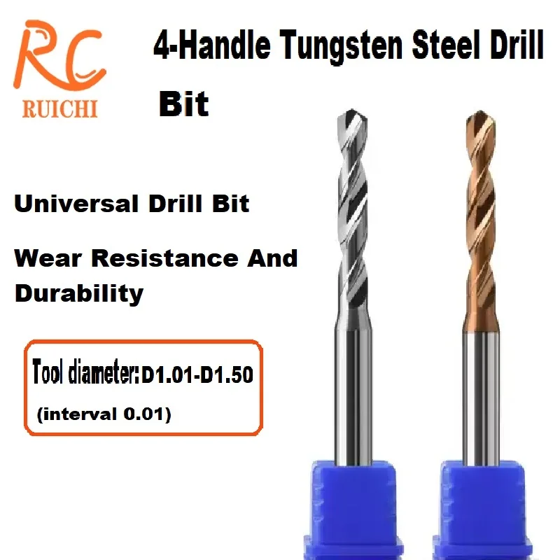 

D1.01-D1.50 Tungsten Steel Drill 4-Handle Cemented Carbide Drill For Aluminum Steel Special High Quality For Stainless Steel.