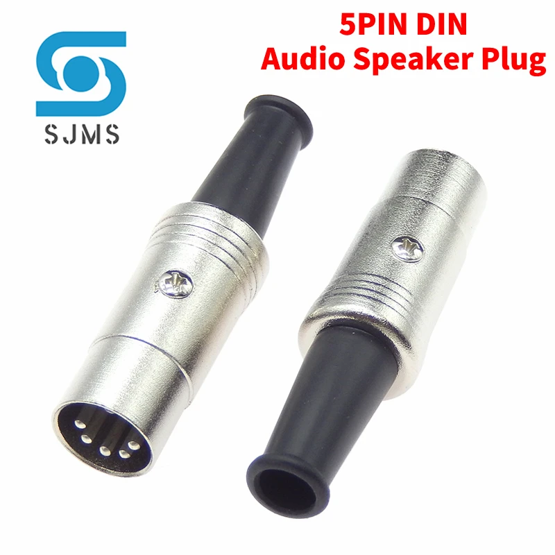 2PCS 5PIN DIN Connector Computer Midi Cable Lead Audio Plug Microphone Speaker Plug Male Inline Metal connector DIN 5P