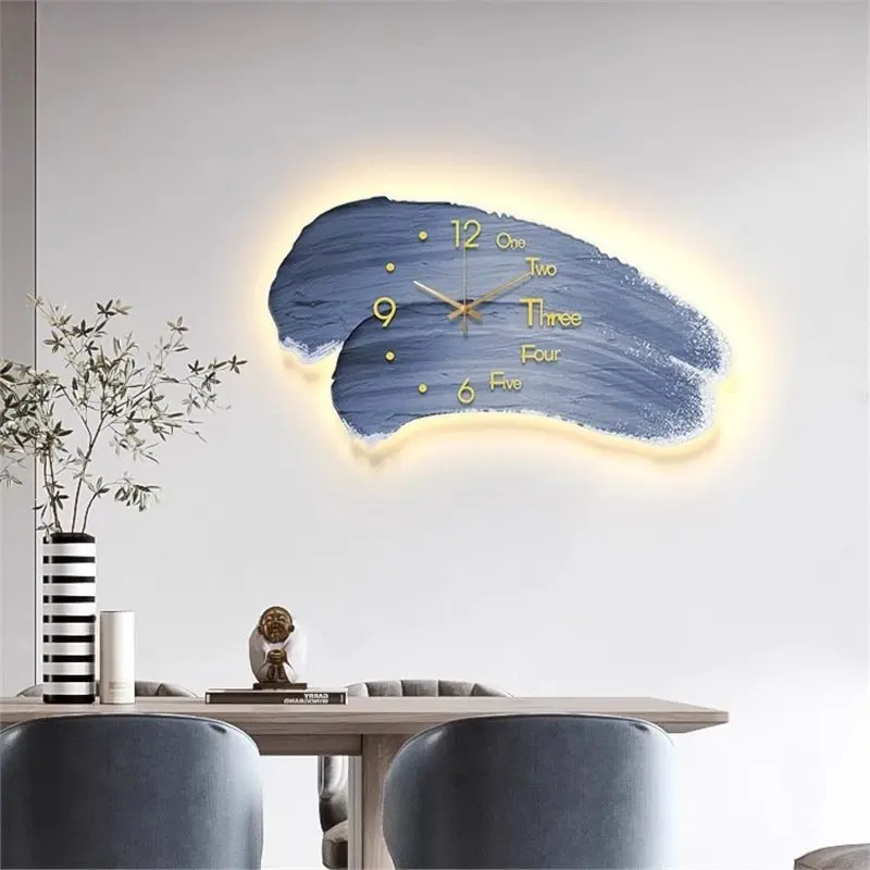 Cream style, wall clock, living room hanging picture, dining room decorative painting, wall-mounted creative clock, wall lamp