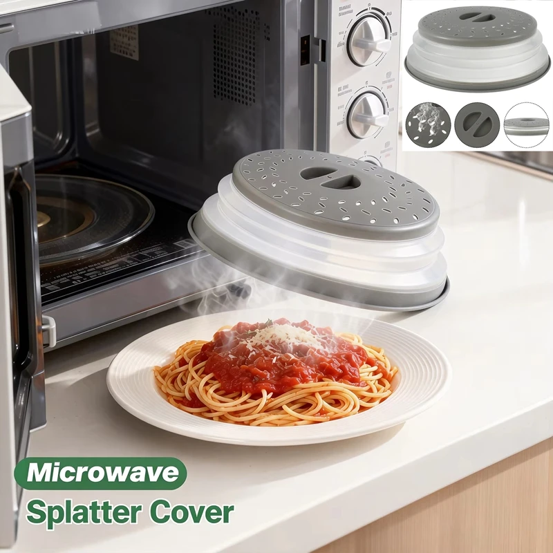 Microwave Cover Microwave Splatter Cover Collapsible Anti-splash Microwave Food Cover Microwave Heat Guard Lid with Steam Vent