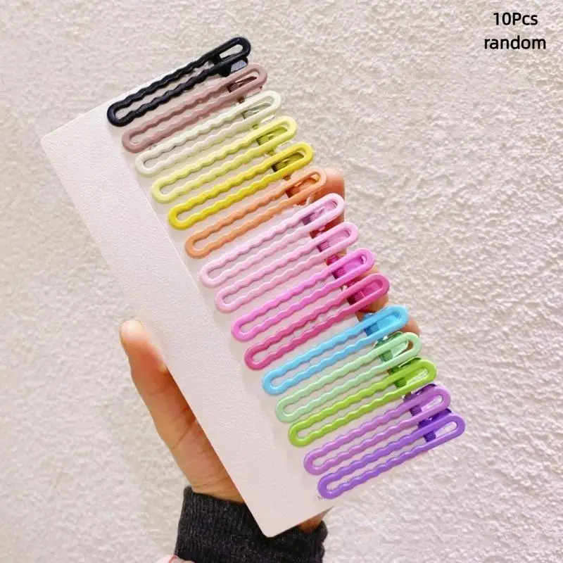 10Pcs Matte Wavy Non-Slip Hair Clips, Colorful Styling Barrettes for Daily Makeup Travel