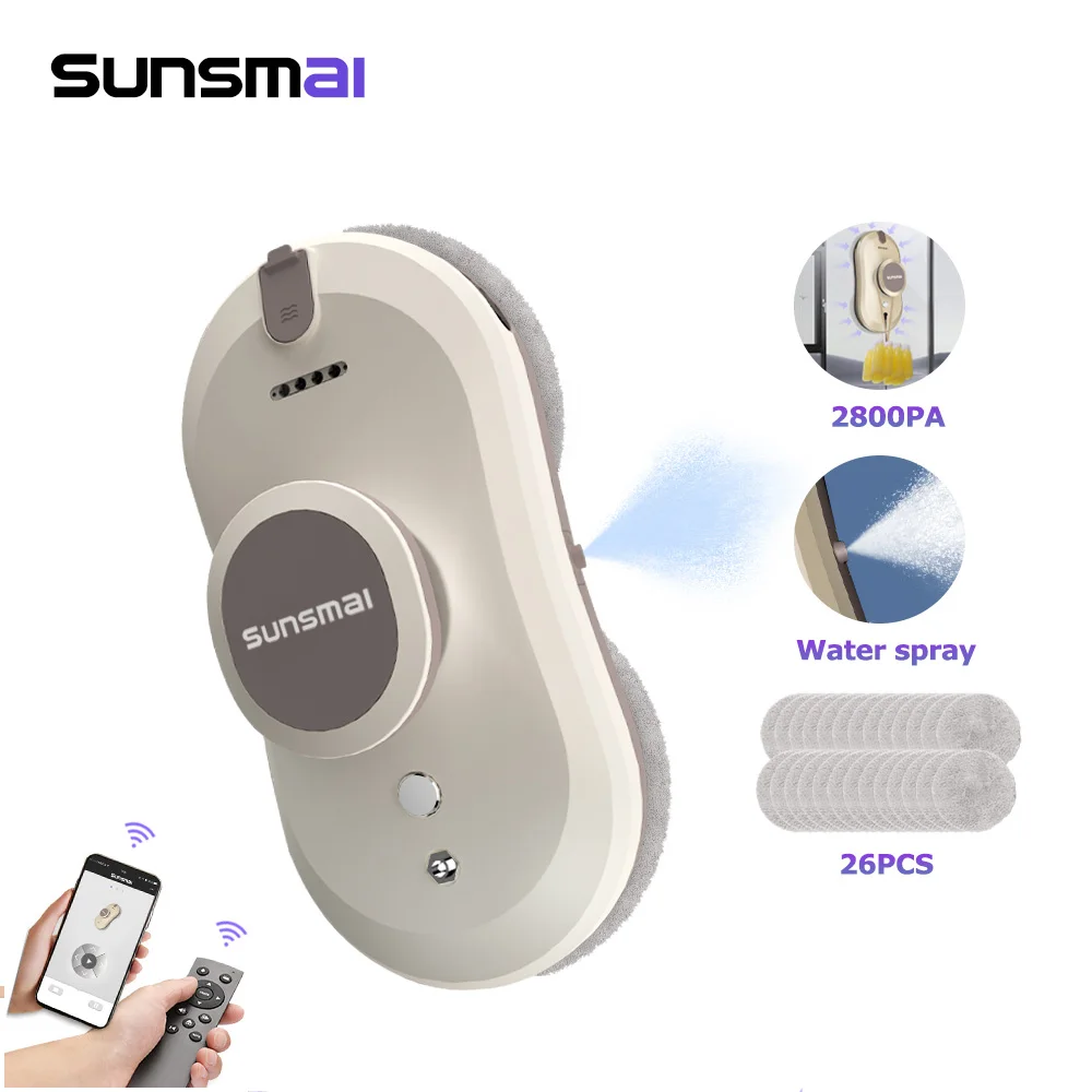 SUNSMAI Window Cleaning Robot Automatic Water Spray Window Glass Vacuum Cleaner Remote Control Glass Wall Cleaning Machine