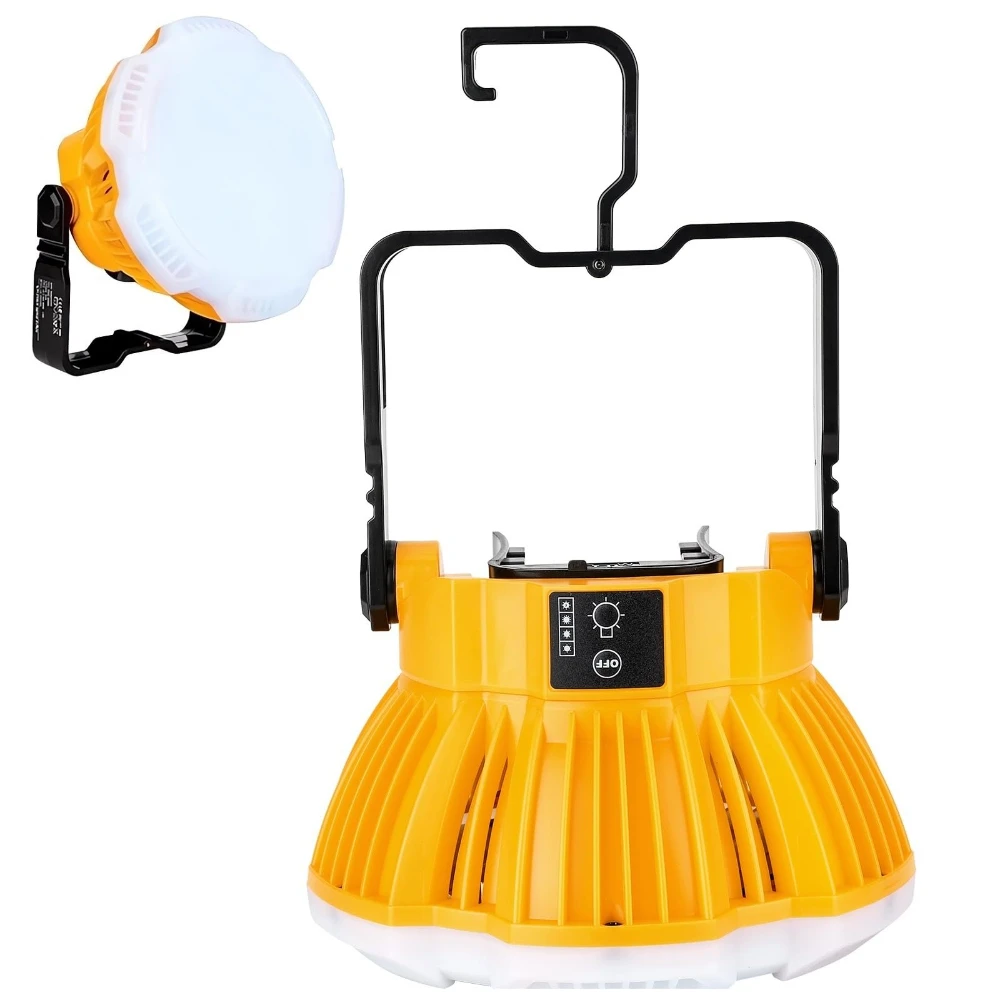 24W 2400LM LED Work Light for Dewalt 18V 20V Batteries Rechargeable Portable Light with Hook for Tent Workplace Ceiling Lighting