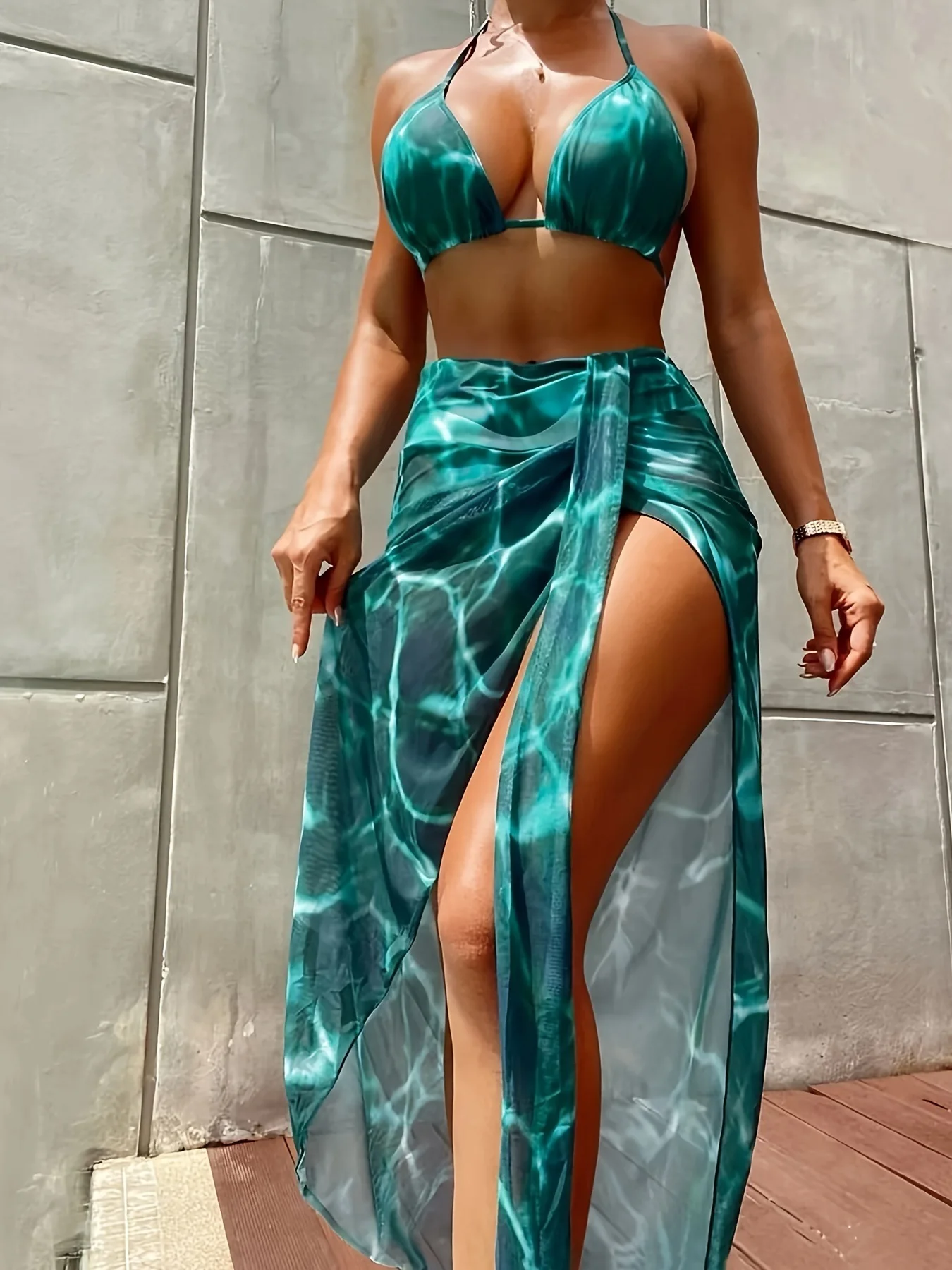 Retro Floral Print 3 Piece Bikini Set 2026 Women's Criss Cross Backless Push Up Tummy Control Swimwear Two Piece Bathing Suits