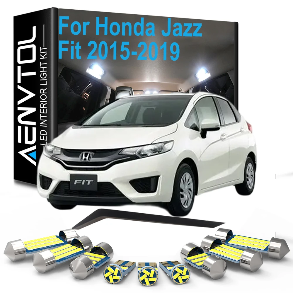 For Honda Jazz Fit 2015 2016 2017 2018 2019, 9Pcs Car Inside Bulb LED Interior Dome Reading Trunk License Plate Light Kit