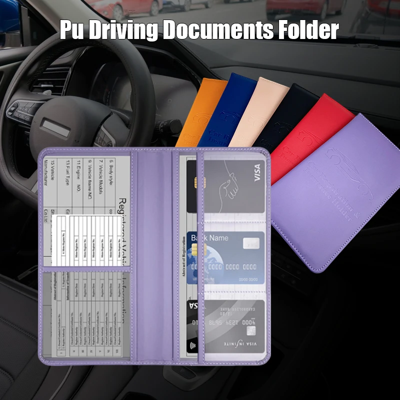 

Ultra-Thin PU Leather Driver's License Wallet - Slim Car Document Holder for IDs, Credit Cards & Licenses Travel Essentials